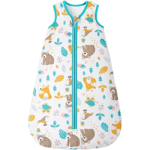 Mosebears Sleep Sack Baby Winter Wearable Blanket with 2-Way Zipper,2.5 TOG Cotton Sleep Sack Unisex (Animal World, 0-6 Months)