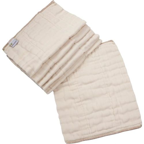 OsoCozy Organic Cotton Prefold Cloth Diapers Traditional Fit Small 4x8x4 Layering (6pk) - Super-Soft, Thick, Absorbent and Durable. Unbleached Natural Color, Fits 7-15 lbs. - Small Size 1 - Fits 7-15 Pound