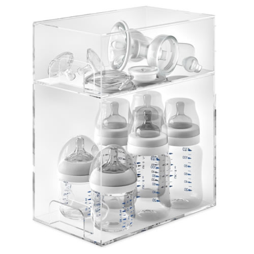 Sorbus Acrylic Storage Containers - 5 Pack, Stackable Storage Bins Set for Bathroom Organization - Clear Acrylic Drawer Organizers - Makeup Case Pull-Out Drawers (7.6’’ and 4.4’’ Tall and 12.1’’ Wide)