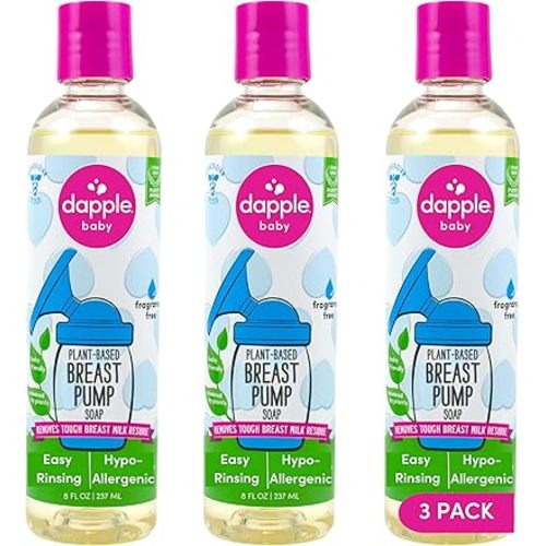 Dapple Breast Pump Soap Baby, 8 Fl Oz Bottle (Pack of 3), Fragrance Free, Plant Based & Hypoallergenic Liquid Soap - Easy Rinse Formula Removes Milk Residue & Leaves No Taste