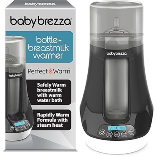 Baby Brezza Electric Baby Bottle Warmer, Breastmilk Warmer + Defroster - Only Brand with Different Temperatures for Breastmilk + Formula - Universal Fit for All Baby Bottle Sizes + Breastmilk Bags