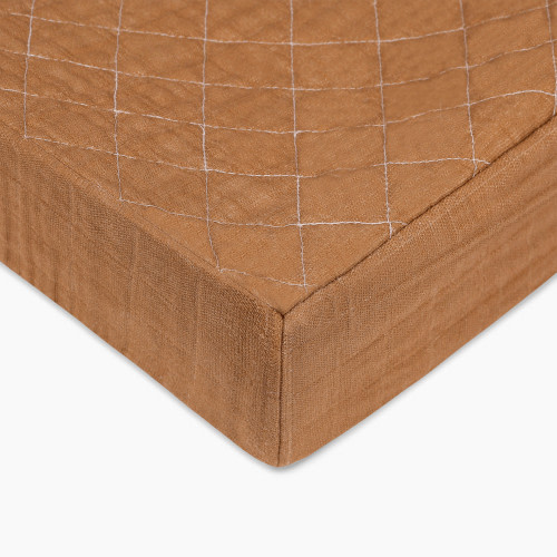 babyletto Quilted Changing Pad Cover in GOTS Certified Organic Muslin Cotton - Burnt Sienna
