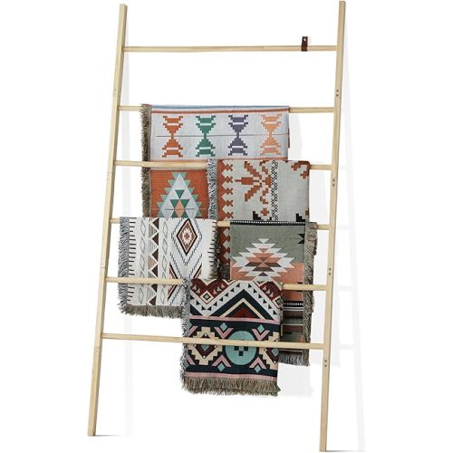 ROYALAY 42″ Wide Blanket Ladde, 6-Tier Blanket Ladder for Living Room, Wooden Quilt Ladders for Display, Decorative Blanket Rack for Home Decor, Wood