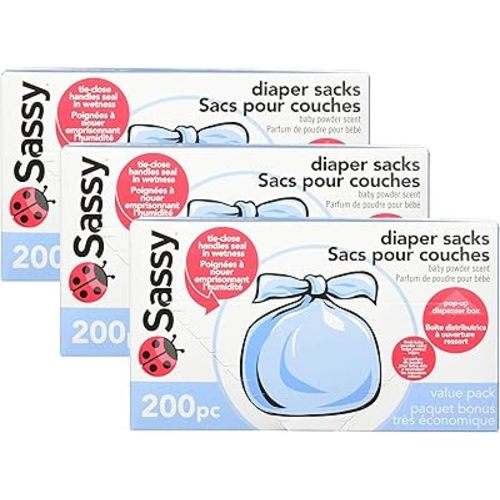Sassy Baby Disposable Diaper Sacks, 200 Count, Packaging may vary (Pack of 3)