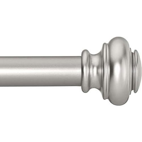 Heavy Duty Curtain Rods for Windows 48 to 84 Inches, Silver Curtain Rods for Bedroom, Living Room, Patio, Kitchen, Adjustable with Classic Finials