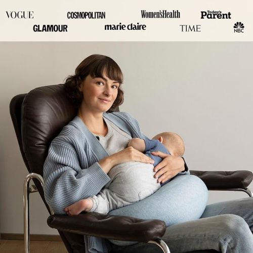 bbhugme Adjustable Nursing Pillow - Breastfeeding, Bottle Feeding, Baby Support - Adjustable Firmness and Fit - Washable Pillow Cover - Blue Melange