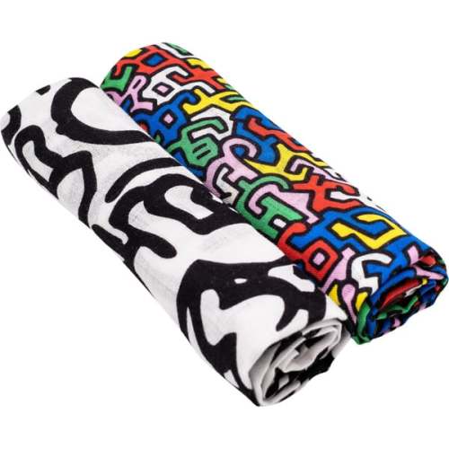 Etta Loves X Keith Haring Muslin Square Burp Cloths, Multicolors (Pack Of 2) - Etta Loves | Maisonette