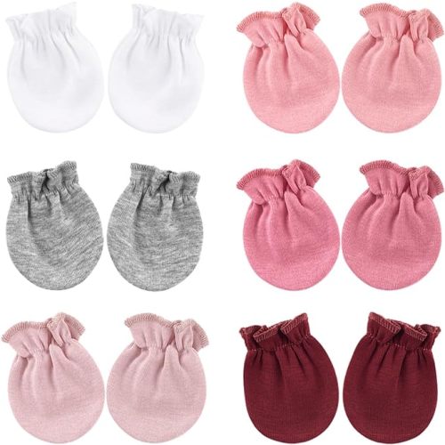 BQUBO Newborn Infant Toddler Mittens No Scratch Cotton Elastic Wrist Gloves Hypoallergenic for 0-6 Months Baby Boys Girls - 6 Paris B