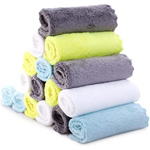 Cute Castle Ultra-Soft Baby Washcloths, 16 Pack - 9" by 9", Gentle on Sensitive Skin for Face and Body, Plush, Super Absorbent Wash Clothes for Girls and Boys