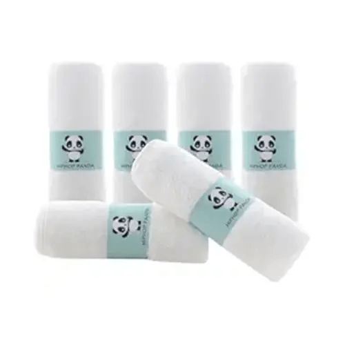 HIPHOP PANDA Baby Washcloths, Rayon Made from Bamboo - 2 Layer Ultra Soft Absorbent Newborn Bath Face Towel - Reusable Baby Wipes for Delicate Skin - White, 6 Pack
