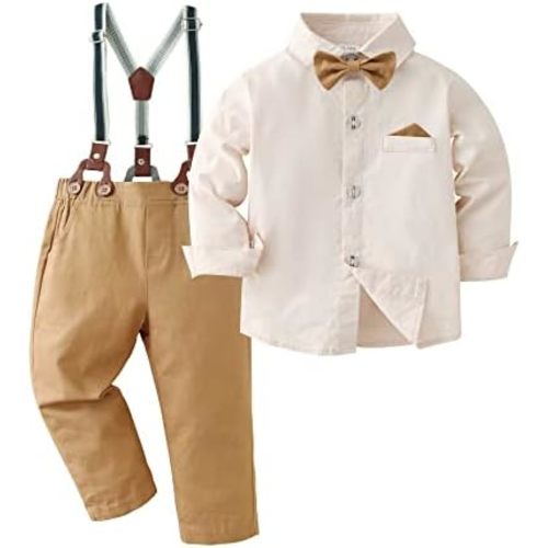 DISAUR Baby Boy Clothes Suits Toddler Dress Shirt With Bowtie Suspender Pants Outfit Sets Gentleman Wedding 1-6 Years