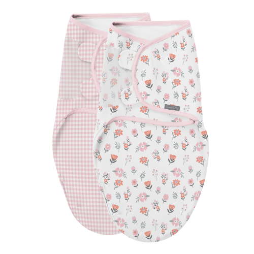 SwaddleMe by Ingenuity Original Swaddle, Size Small/Medium, 0-3 Months, 2-Pack - Farmhouse Floral