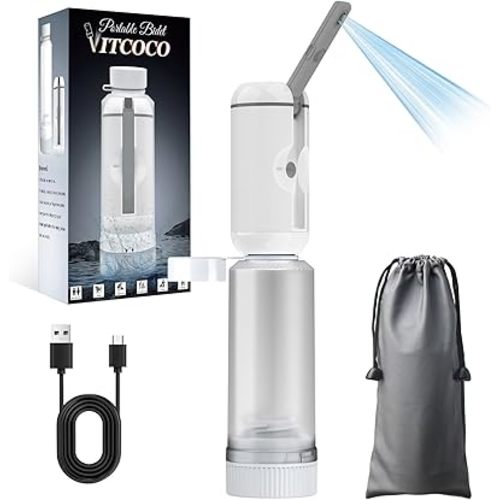 Portable Bidet for Travel, VITCOCO Rechargeable Travel Bidet Handheld Sprayer, Waterproof High Pressure Bidet for Personal Hygiene Cleaning, Soothing Postpartum Care(White)
