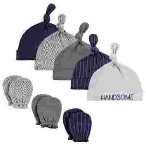 Hudson Baby Infant Boy Cotton Cap and Scratch Mitten Set, Handsome, 0-6 Months