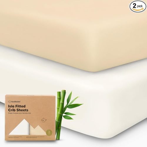 KeaBabies 2-Pack Baby Crib Sheets for Boys, Girls, 52x28 Fitted (Khaki) | Viscose Derived from Bamboo, Toddler Bed Sheets Neutral, Fitted Crib Mattress Sheet for Standard Baby Bedding, Soft, Cozy