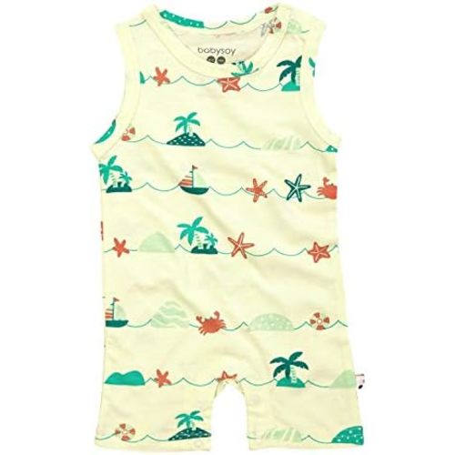 Babysoy Organic Pattern Print Tank Romper Shortall