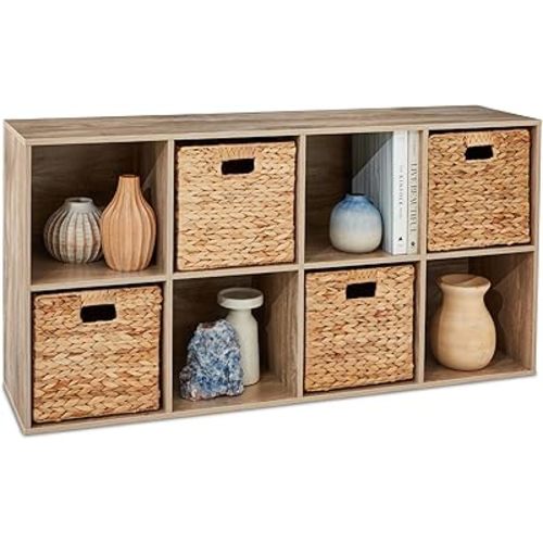 Best Choice Products 8-Cube Storage Organizer, 13.5in Shelf Opening, Bookcase, Display Shelf, Customizable w/ 2 Removable Back Panels – Greige