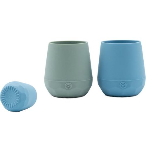 WeeSprout Silicone Baby Training Cups, Set of 2 Soft Silicone Cups - Matte Blue & Matte Green