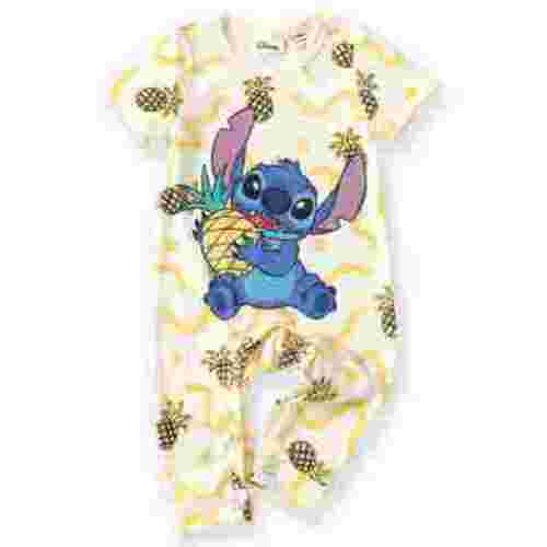 Disney Baby Jumpsuit, Stitch Short Sleeve Infant Onesie, Graphic Bodysuits Outfit 3-6 Months Yellow