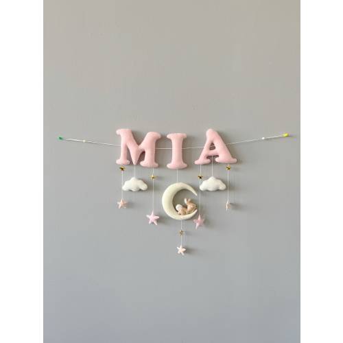 Custom Name Banner Bunny Nursery Decor - Personalized Baby Name Sign - Girl Name Garland - Felt Birthday Banner - Wall Decoration Banner