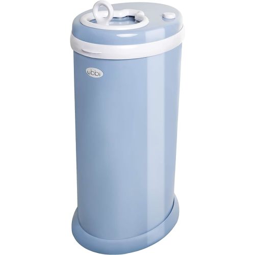 Ubbi Steel Diaper Pail, Odor Locking, No Special Bag Required, Award-Winning, Registry Must-Have, Cloudy Blue