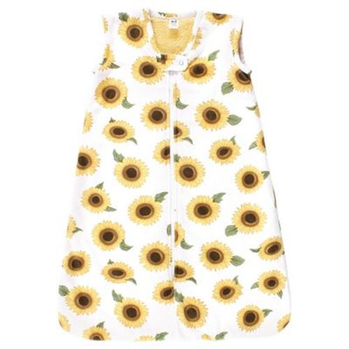 Hudson Baby Infant Girl Plush Faux Fur Sleeping Bag, Wearable Blanket, Sunflower