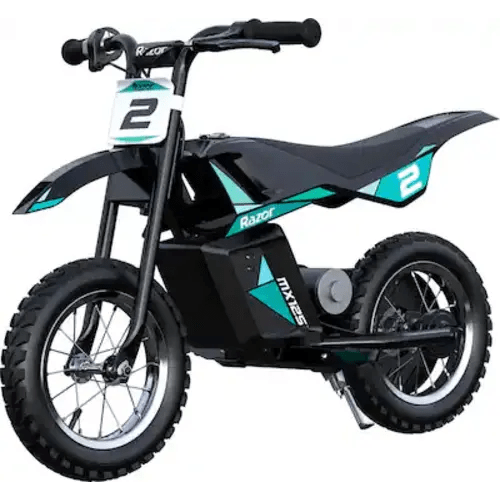 Razor - MX125 Dirt Rocket eBike for Kids w/ 5.3 Miles Max Operating Range and 8 mph Max Speed - Teal/Black