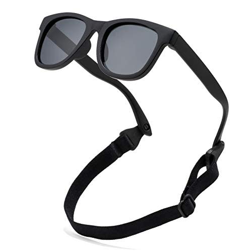 COASION Bendable Flexible Polarized Newborn Baby Sunglasses with Strap for Infant Boys Girls Age 0-12 Months CA8042