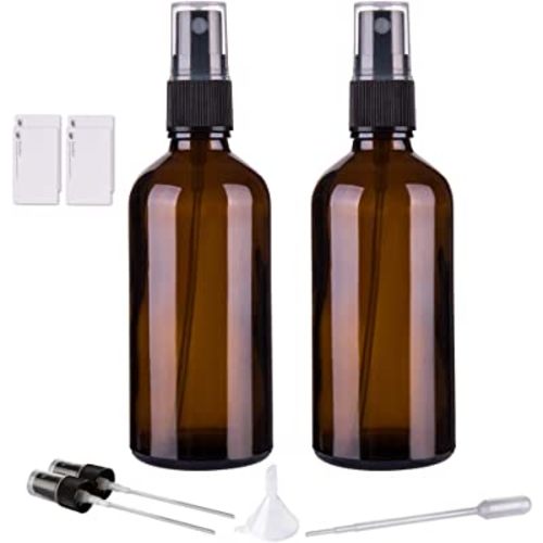 Hydior Amber Glass Spray Bottles for Essential Oils, 4oz Empty Small Fine Mist Spray Bottle 2 Pack