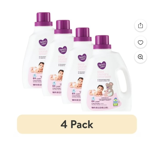 (4 pack) Parent's Choice Baby Liquid Laundry Detergent, 100 fl oz, 64 Loads