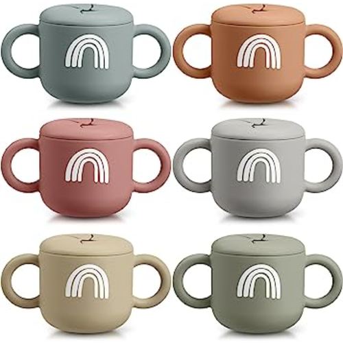 Didaey 6 Pack Silicone Snack Cups Spill Proof Bowls for Kids Toddlers Baby No Spill Snack Cup Snack Container for Toddler over 6 Months Baby Snack Cups with No Slip Handles