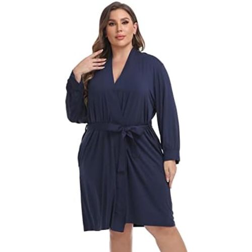 Women Knit Robe Plus Size Kimono Modal Bathrobe Lightweight Maternity Nightwear Comfy Loungewear Soft Sleepwear