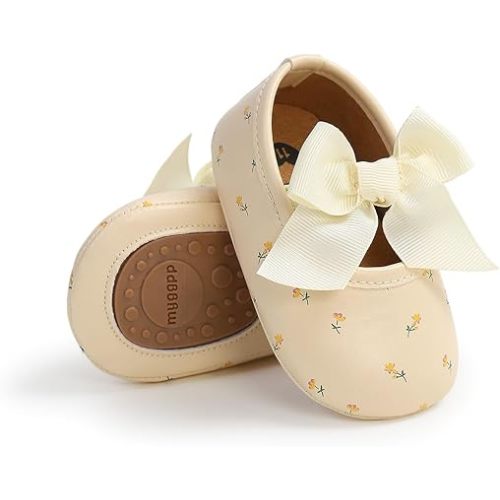 HsdsBebe Infant Baby Girls Mary Jane Flats Bow Non-Slip Soft Sole Princess Toddler First Walkers Sneaker Wedding Dress Shoes