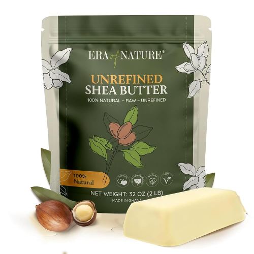Organic Unrefined Raw African Ivory White Shea Butter 32oz - Moisturizing Raw Shea Butter Bar for Skin & Hair, DIY Lip Balm Base, Cream, Soap & Lotion Making Supplies Kit, Skincare