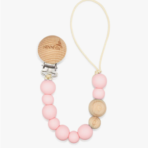 Ninni Co. Rosebud Pink Pacifier Clip