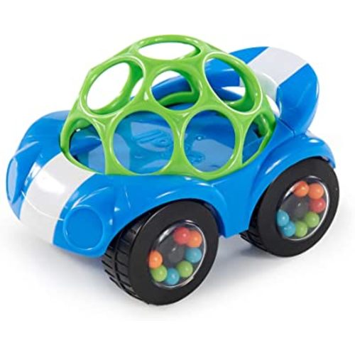 Bright Starts Oball Rattle & Roll Sports Race Car Toy Push and Go Vehicle, Easy Grasp, Ages 3 Months +, Blue