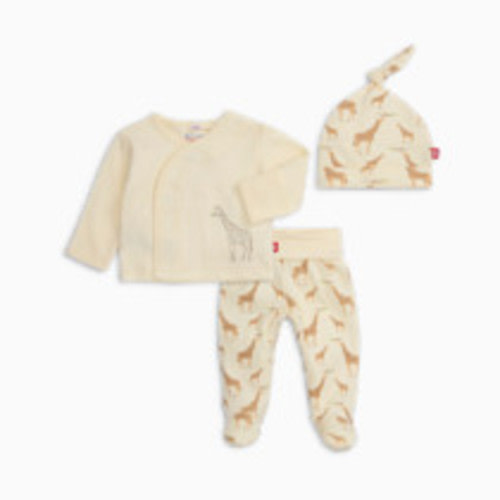 Magnetic Me Organic Cotton Magnetic Wrap 3-Piece Set - Cream Jolie Giraffe, 0-3 M