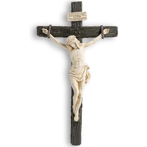 DevotedWalls 10" H Catholic Realistic Crucifix for Wall,Realistic Jesus Chirst Cross for Church,Chapels and Home Table,Altar Cross,Domestic Altar,Catholic Gift, Religious Gift,Lifelike Crucifixion Christ Wound for Meditation (Black and White)