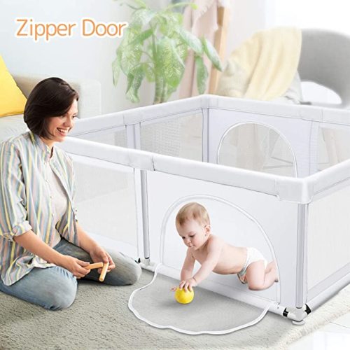 Baby Playpen,71"x59 " Extra Large Playpen for Babies and Toddlers, Yacul Play Pen Fence with Large Play Area (Light Gray)
