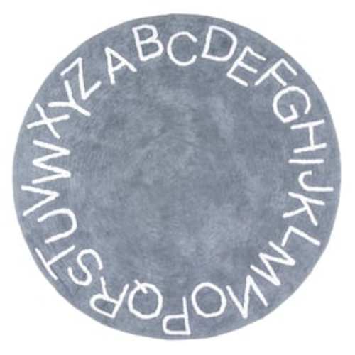 Kids Washable Round Alphabet Blue 6 ft. x 6 ft. Indoor Area Rug