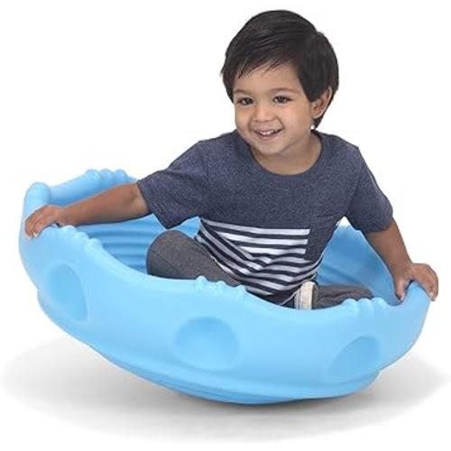 Simplay3 Two Sided Rock Around Wobble Disk and Climbing Dome for Toddlers and Kids - Rocking and Climbing - Indoor/Outdoor - Blue, Made in USA