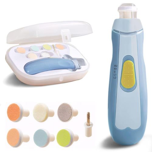 Baby Electric Nail File | Safe + Easy Baby Nail Trimmer, Baby Nail Clipper + Nail Filer Cutter for Newborn, Infant, Toddler, or Adults’ Fingernail/Toenails, 7 Buffer Pad, LED Light, Storage Case