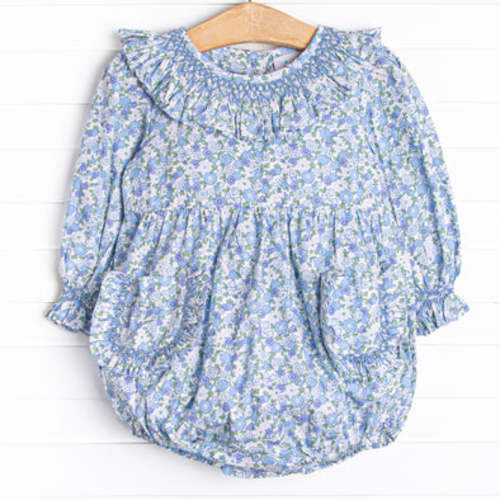 Primrose Proper Smocked Bubble, Blue – Stitchy Fish - 6M