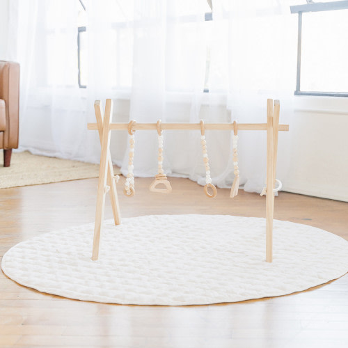 Poppyseed Play Linen Round Play Mat - Ivory