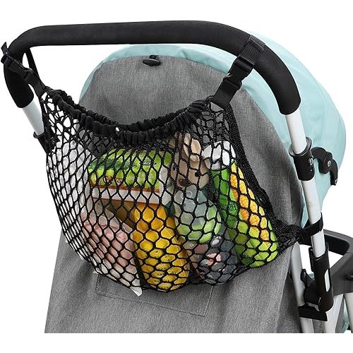 Accmor Universal Stroller Organizer, Polyester Net Mesh Bag Fits for Uppababy, Nuna, Britax, Doona Strollers, Non-Slip Adjustable Stroller Mesh Cargo Net Storage Caddy Accessories