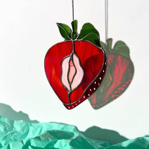 Vagina stained glass window hangings, Vulva art, Stained glass suncatcher