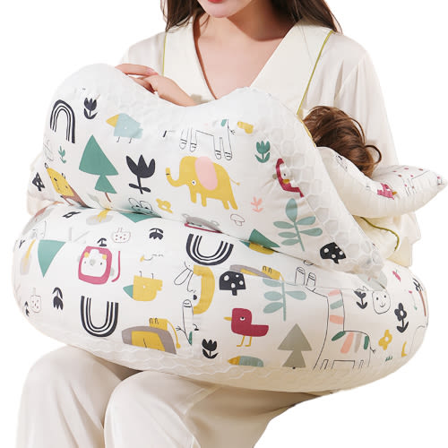 MaBabies Nursing Pillow for Breastfeeding with Adjustable Waist Strap and Removable Cotton Cover, Breast feeding Pillow, Bottle Feeding Pillow