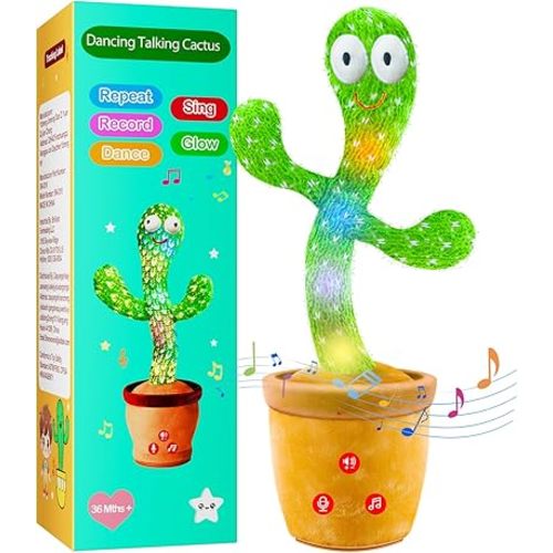 Dancing Talking Cactus Toys for Baby Boys Girls,Toddler Cactus Toy Gifts for Infant Kids Easter Basket Stuffers with 120 English Songs,Adjustable Volume Recording & Repeating