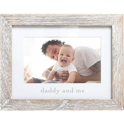 Pearhead Daddy and Me Photo Frame, Wooden Father and Baby Picture Holder, Gender-Neutral Nursery Decoration for Baby Boy or Girl, 4" x 6" Photo Display Keepsake