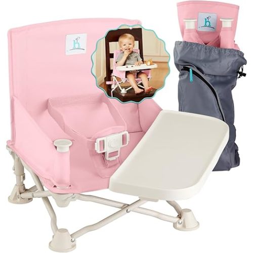OmniBoost Booster Seat with Tray for Baby, Travel High Chair, Pink
